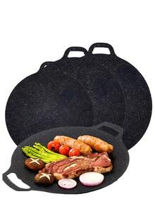 Korean BBQ Iron Plate | Smokeless Cast Iron Grill Pan With Non-Stick Coating, Suitable For Picnics, Home Cooking, And Indoor/Outdoor Grilling - Xem 1