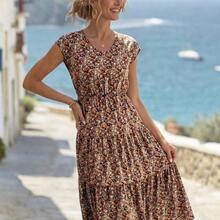 Women's Casual Ditsy Floral Vacation Dress - Verde - Ver 4