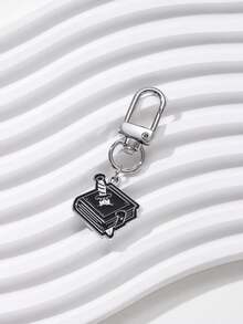 1 pieza Llavero de metal con cuervo estilo gótico, cielo estrellado y gota de aceite, regalo único para amigos, accesorio DIY para bolso, colgante de coche - Multicolor - Ver 7