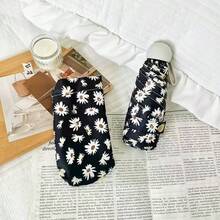 Paraguas de bolsillo mini de 5 pliegues con estampado, protección UV, uso dual para sol y lluvia - 50% de descuento en Pequeña Flor Roja - Ver 30