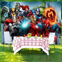 1pcs A Vengers S Uperhero Theme Backdrop, Iron Man C Aptain America S Piderman Party Decorations For Photo Booth, Avengers Alliance Photography Background, Cake Table Decor, Outdoor Indoor Celebration Wall Banner, Backyard Party Photo Prop Supplies, School Event Poster Decor, Bedroom Wall Hanging Art - 多色-A - 查看 2
