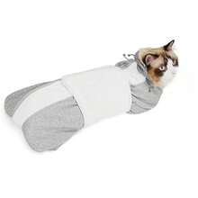 Serviette de toilettage pour chat, tissu enveloppant confortable et auto-adhésif pour la coupe des ongles, couverture d'emmaillotage anti-évasion pour chat pour la médication et le nettoyage des oreilles, couverture de contention style burrito anti-griffure pour chat - S - Voir 6