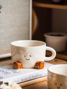 1pc Cute Cartoon Footprint Ceramic Cup, Underglaze Colorful Niche Coffee Mug With Creative Design, Suitable As Breakfast Milk Cup, Daily Tea Cup Or Gift, Perfect For Birthday, Christmas Present - Multicolor - View 10