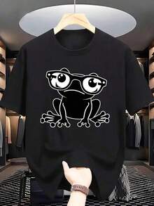 Mangas cortas de moda para deportes de ocio masculinos, estampado 2d con patrón de , elástico y cómodo, adecuado para deportes, viajes, ropa diaria casual - versión convencional de cuello redondo, tejido de punto, camiseta con patrón, camisa cómoda, mangas cortas de moda impresas masculinas - Negro - Ver 7