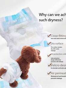 10pcs Disposable Pet Diapers, Breathable, Super Absorbent, Leak-Proof, Suitable For Small And Medium Dogs, Cats And Pets In Heat - Baby Boy M - View 4