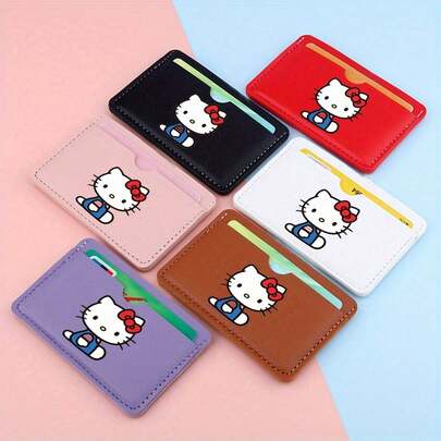 SANRIO 1个可爱三丽鸥Hello Kitty卡包，可爱PU皮革信用卡钱包，超薄身份证卡套，男女通用，多色迷你卡片收纳包