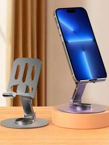 1pc Metal Phone/Tablet Universal Stand, 360° Rotatable Base, Sturdy Iron Structure, Non-Slip Stable Base Compatible With All Phones & Tablets, Adjustable Angle, Suitable For Office Desk, Home, Dorm, Streaming, Online Classes, Durable & Space-Saving, Great Gift For Students, Office Workers, Christmas, Thanksgiving, Birthday - B - View 8