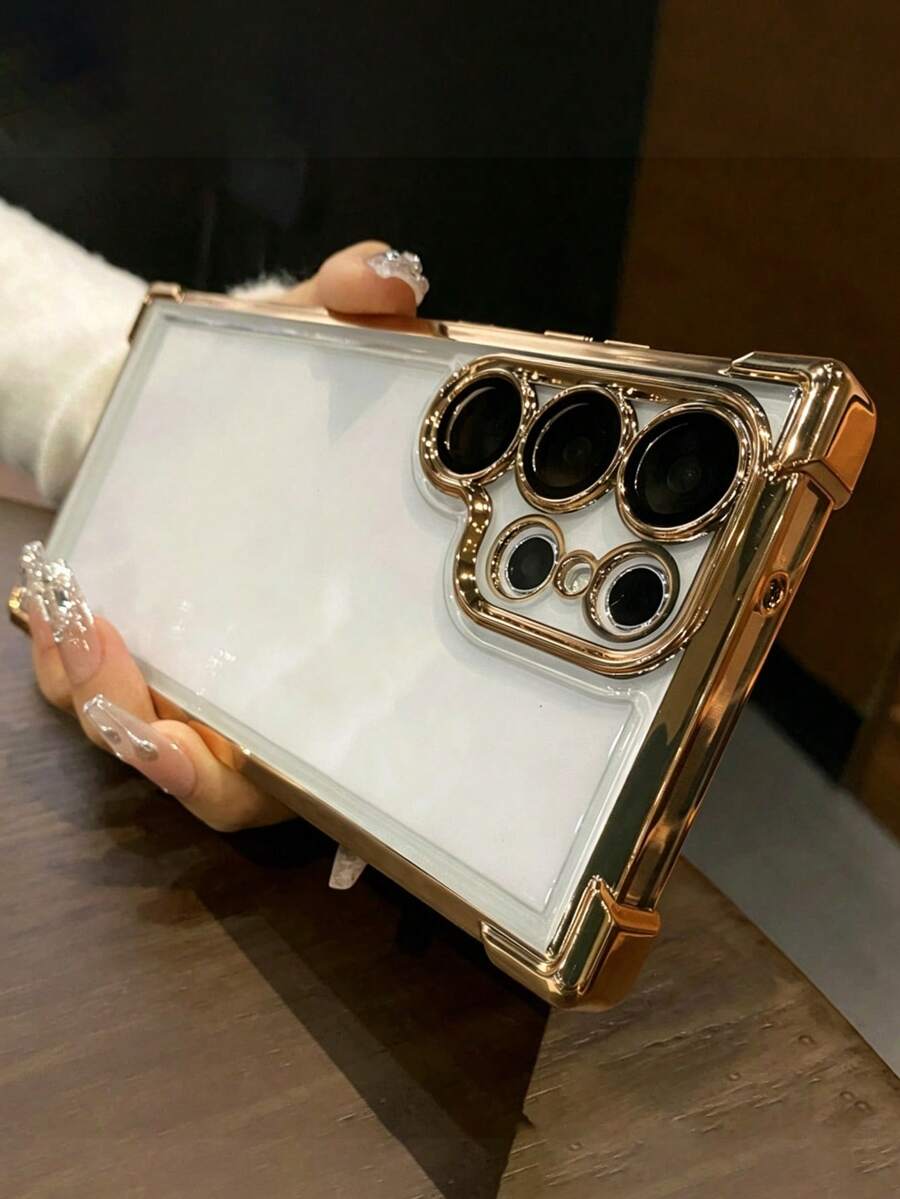 适用于三星 Galaxy S26 Ultra S25 Ultra S24 S23 Ultra S22 Ultra 的豪华防震透明镜头相机保护壳，透明混合材质边框保护套