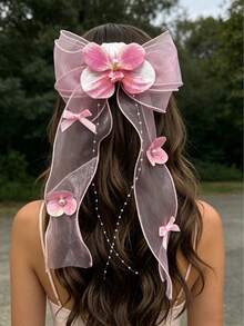 1 buc primăvară/vară nouă plasă fundă lăcrămioare floare agrafă, accesoriu dulce și drăguț pentru fete, potrivit pentru purtare zilnică, nuntă, petrecere, vacanță la plajă, agrafă, cleme cu gheare - Multicolor - Vizualizare 11