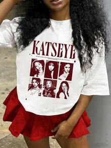 Tween Girl Cotten Clothes,Y2K-Inspired Letter Print T-Shirt - Casual Crew Neck, Short Sleeve, Machine Washable - Perfect For Spring/Summer/Fall,Fashion, Streetwear, Unisex, Men, Women woman Todo tipo de impresiones, chaqueta, camiseta de cuello redondo, casual, para oficina, para viajar, muy popular, viento deportivo, estampado/patrón, camiseta de algodón 100%, camiseta casual, cómoda, suave, transpirable The latest popular bestseller - Blanco - Ver 1