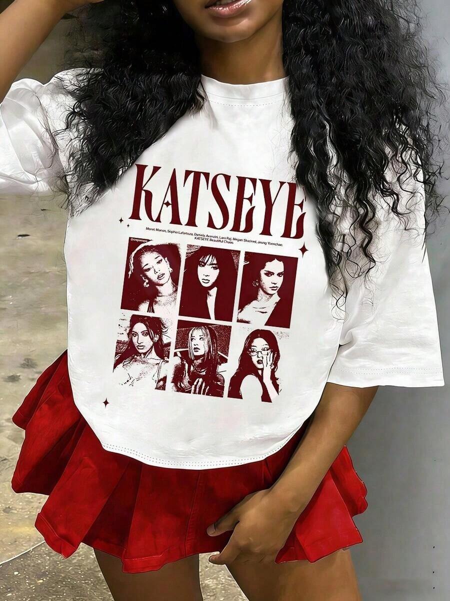 Tween Girl Cotten Clothes,Y2K-Inspired Letter Print T-Shirt - Casual Crew Neck, Short Sleeve, Machine Washable - Perfect For Spring/Summer/Fall,Fashion, Streetwear, Unisex, Men, Women woman Todo tipo de impresiones, chaqueta, camiseta de cuello redondo, casual, para oficina, para viajar, muy popular, viento deportivo, estampado/patrón, camiseta de algodón 100%, camiseta casual, cómoda, suave, transpirable The latest popular bestseller - Blanco - Ver 1