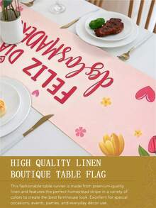 1 pezzo Tema della Festa della Mamma FELIZ DÍA De Las MADRES Tappeto da tavolo con tulipani, copertura antipolvere per microonde, copertura protettiva, disponibile in varie misure, adatto per la sala da pranzo di casa, la decorazione della cucina, la decorazione della casa, le feste all'aperto e la decorazione del ristorante, aspetto in lino strutturato - Multicolore - Visualizzare 10
