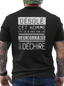 Men's Summer Printed T-Shirt With A Back Print, Taken By A Rock-Fanatic Resident Of Reunion Island, Humorous T-Shirt - Fashionable Men's T-Shirt - Cotton - Crew Neck - Comfortable And Breathable Fabric - Short Sleeves - Fashionable Men's T-Shirt - Cotton - Crew Neck - Loose And Comfortable For Summer. - Back - View 6