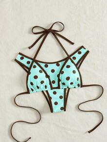 Set de 2 bikinis sexy y de moda en negro y blanco para mujer, ropa de playa de verano para vacaciones - verde menta - Ver 3