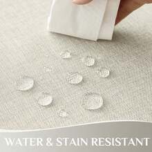 Mantel rectangular de lino sintético para exteriores de 240 x 140 cm para 8-10 personas. Resistente a las manchas, color beige, lavable e impermeable. Ideal para proteger la mesa en fiestas, cumpleaños, bodas, picnics y uso en la cocina. - Blanco Crema - Ver 1