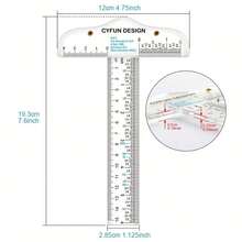 7.6inch Precision T-Square Ruler Transparent, Typography Layout Measuring Tool With Dual Scale, Perfect For Drawing, Drafting, Calligraphy & DIY Projects - One Size Fits All - View 8