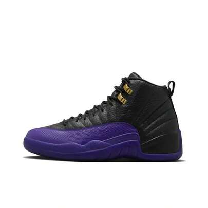 Nike Jordan Air Jordan 12 "Field Purple" Leather, Shock-Absorbing, Slip-Resistant, Durable High-Top Retro Basketball Shoes In Purple And Black