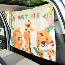 1 pieza Cortina para ventana de coche con estampado de dibujos animados, pantalla solar retráctil de doble capa, protección de privacidad, aislamiento térmico, variedad de patrones disponibles - A - Ver 16