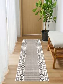 1pc Long Hallway Runner Rug, Walkable Carpet, Washable And Foldable, Polyester Material, Nordic Style Long Floor Mat, Suitable For Hallway, Entryway, Kitchen, Laundry Room, Bedroom Bedside, Farmhouse, Living Room, Patio, Shoe Changing Area, Balcony, Entrance, Leisure Area And More Multi-Area Use, Home Decor Room Decoration - 1PC - View 3