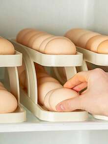 1 pieza Dispensador automático de huevos - Gran capacidad, caja de almacenamiento de plástico resistente al agua, adecuado para la puerta lateral del refrigerador y la organización de la cocina - Multicolor - Ver 3