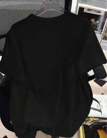 Women's  Street Style Casual Blouse With Round Neck, Short Sleeves And California Phrase Print - Hitam - View 2
