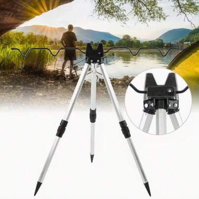 1 pezzo Supporto regolabile per canna da pesca su treppiede, supporto portatile multi-asta per pesca da riva, in lega di alluminio leggera per pesca alla carpa, surf e costiera, mantiene saldamente più canne da pesca