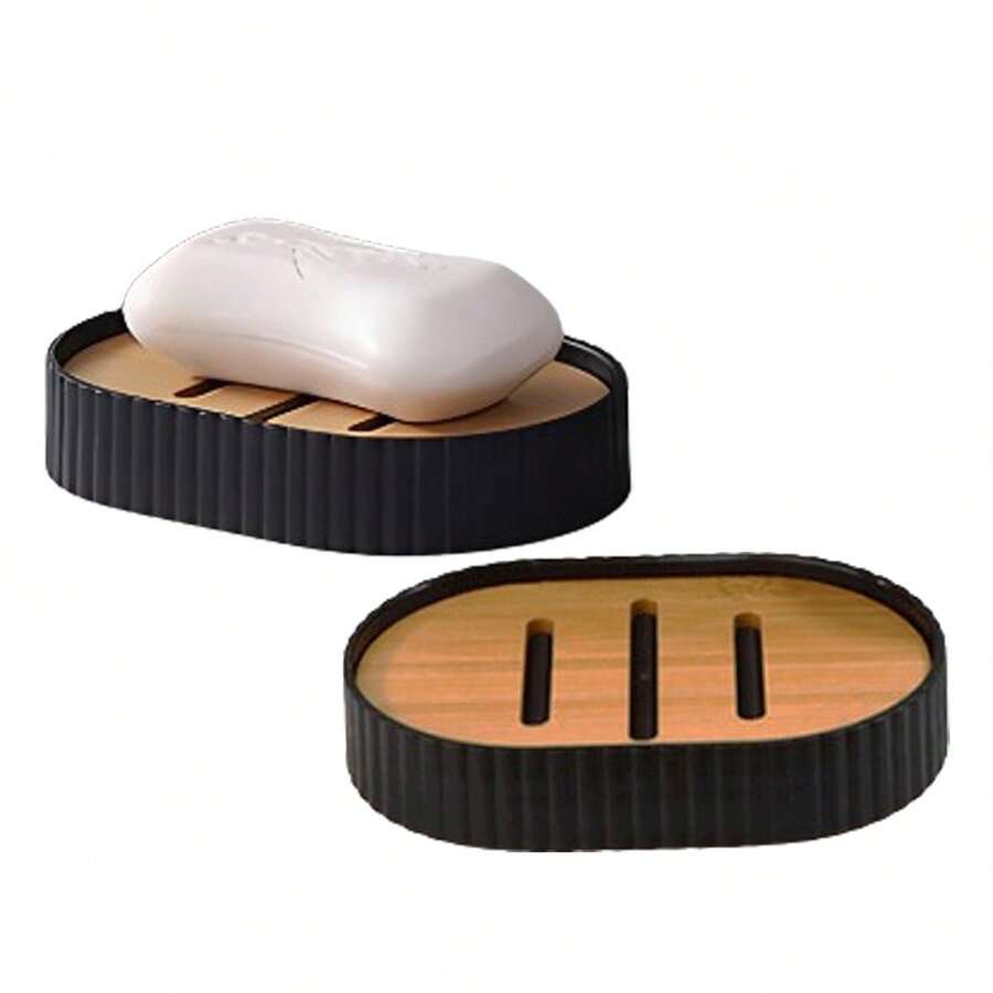 1/2pcs Soap Dish, Bathroom Soap Holder Tray To Keep Soap Dry, Soap Draining Rack - Striped Soap Rack - View 1
