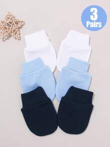3 Pairs 0-6 Months Baby Anti-Scratch Mittens, Soft & Skin-Friendly Solid Color & Printed Newborn Gloves, Suitable For All Seasons - 3pairs - View 11