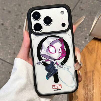 Miniso Marvel Checkered Spider-Man Couple's Case, Personalized MagSafe Magnetic Charging, Compatible With IPhone 17 Pro Max/16 Pro/15/16 Plus/14/13/17 Air/17 Pro/15 Pro Max/12 Pro, Student-Friendly Men's Drop-Proof Protective Case, Compatible With Apple.