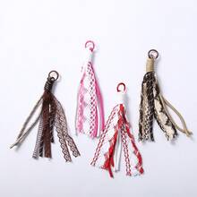 1 pieza Lindo encaje cinta borla bolsa Charm, Y2K hecho a mano ganchillo flecos llavero para decoración de mochila y llaves de coche - Multicolor - Ver 3