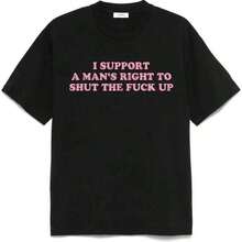 Camiseta Casual de Manga Corta 100% Algodón para Hombre, Unisex, Cómoda, con Estampado Gráfico "Apoyo el Derecho de un Hombre a Cerrar la Boca" - Negro - Ver 4