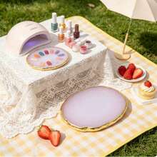 2pcs Resin Agate Gold Edged Nail Polish Color Mixing Palette, Nail Art Display Board - A - View 6