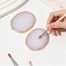 2pcs Resin Agate Gold Edged Nail Polish Color Mixing Palette, Nail Art Display Board - A - View 9