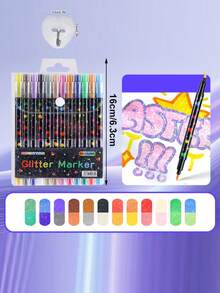 24/48 Colors Dual-Tip Glitter Pens With Quick-Drying Ink - Fine Tip, Suitable For Scrapbooking, Card Making, Journaling, 24 Colors Dual-Tip Glitter Marker Pens Set For S, Artists And Crafts, Back To School, Other Party Favors - Upgraded - View 11
