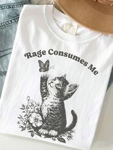 [Entrega Local]Playera Para Mujer [Entrega Local]Playera Para Mujer Rage Consumes Me Shirt, Camiseta con meme de gato lindo, Camiseta divertida y sarcástica de gatito, Camiseta Cottagecore cómoda de color para salud mental, Camiseta de mariposa - Estilo retro casual, Unisex, Camiseta cómoda de algodón de manga corta con cuello redondo, Almacén local, Top blanco lindo, Ropa de mujer elegante y linda, Estética limpia, Amante de gatos sarcástico, Camiseta gráfica de streetwear, Camiseta minimalista de verano - Blanco - Ver 8