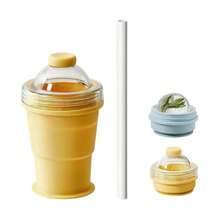 1pc Multipurpose Foldable Ice Ball Cup, 2-In-1 Silicone Portable Straw Water Bottle, Household Ice Cube Maker For Summer - Multicolor - View 8