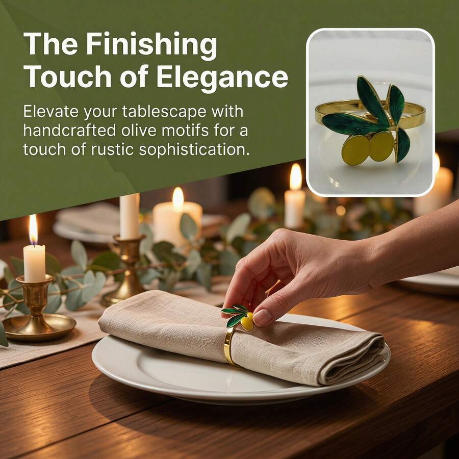 6pcs Yellow Lemon Napkin Rings, Wholesale Banquet Table Napkin Rings - Gold - View 1