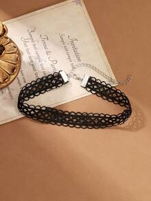 Bộ 5 vòng cổ choker ren đen nhiều lớp kiểu Gothic có thể điều chỉnh kích thước dành cho nữ, thích hợp đeo hàng ngày, Halloween và cosplay. - màu đen - Xem 11