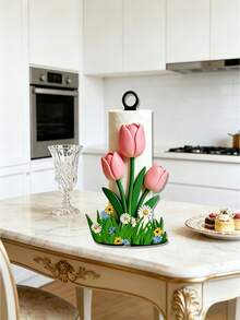 1/2pcs Kitchen Paper Towel Holder, Napkin Box, Tulip Shaped Toilet Paper Holder, Wood Plastic Composite Material, Space-Saving, Suitable For Kitchen, Bathroom, Toilet And Restaurant. Essential Accessories For Bathroom And Kitchen, Graduation Season Gift. - Multicolor - View 8