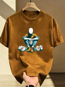 Camiseta de manga corta estampada de marca, moderna y de alta calidad, para hombre, nueva colección de verano, informal, de talla grande, holgada y versátil. - Multicolor - Ver 9