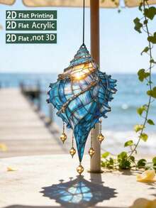1pc 2D Acrylic Ocean Shell Wall Decor, Coastal Boho Nautical Style Hanging Ornament, Blue Seashell Wall Art, Beach Style Home Decor, Elegant Indoor Decoration, Suitable For Living Room, Bedroom, Balcony, Curtain Wall Display, Ocean Theme Decorative Accessory, Summer Home Gift, 2D Flat Decor, Acrylic Decoration - Conch - View 3