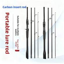 Cần câu cá di động 4 khúc, cần câu thẳng kiểu súng, cần câu nối, dụng cụ câu cá - màu đen - Xem 3