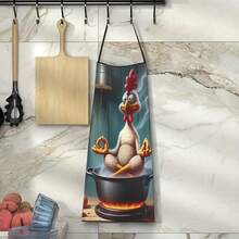 Creative Cartoon Chicken Apron (Suitable For Both Men And Women) Kitchen Apron, Fun Cooking Gift, Durable Polyester Fiber Material 100% Apron - 55*68cm - View 6