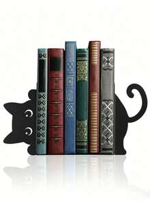 Cute Cat Metal Bookends Iron Kitty Book Holders Office Library Desk Decoration Perfect Gift For Book Lovers Readers Students Teachers Home Shelves Organizer - Multicolor - View 4