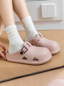 Sandalias huecas transpirables unisex, adecuadas para conducir, playa, uso casual, interior del hogar, cómodas y protectoras sandalias de dedo para el verano - Rosa - Ver 5