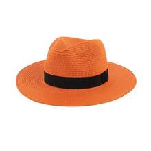 1pc Women's Wide Brim Sun Hat, Panama Hat With Black Ribbon, Fashion Straw Hat For Beach,Holiday,Travel - A - View 14