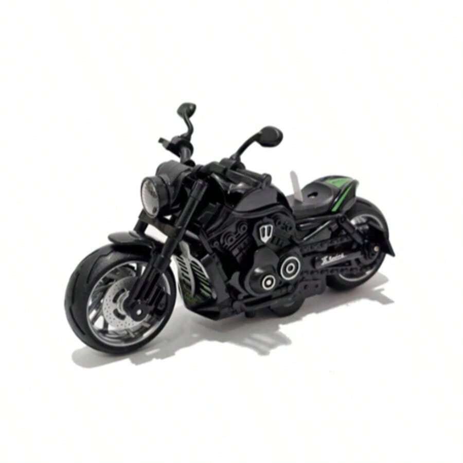 Miniature Diecast Motorcycle Toy For Children And Collectors With Sound, Light, And Friction - 08 Powerful Preta - View 1