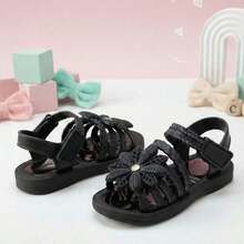 Girls' Floral Pink Baby Girl's Comfortable Sandal - 黑色 - 查看 3