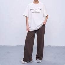 Tops vintage de algodón puro de estilo europeo y americano, diseño de nicho para uso diario, mangas cortas estilo americano con estampado de letras de alta calidad para el verano. - Negro - Ver 5