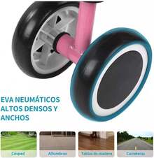 Bicicleta de Equilibrio Niños EVA Walker con 4 Ruedas para Edades de 12 a 24 Meses,Asiento Ajustable y Sanubrio,22KG, Juguete de Paseo Bicicleta para Bebés de 1 año Rosa - 1 - Ver 8